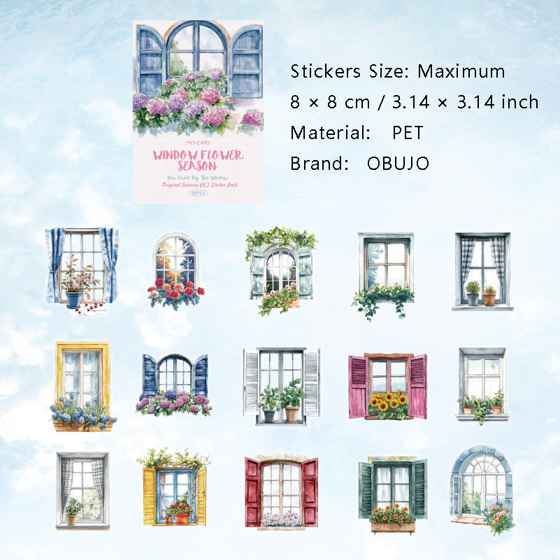 30 Pcs Windows Landscape PET Stickers CBDWM