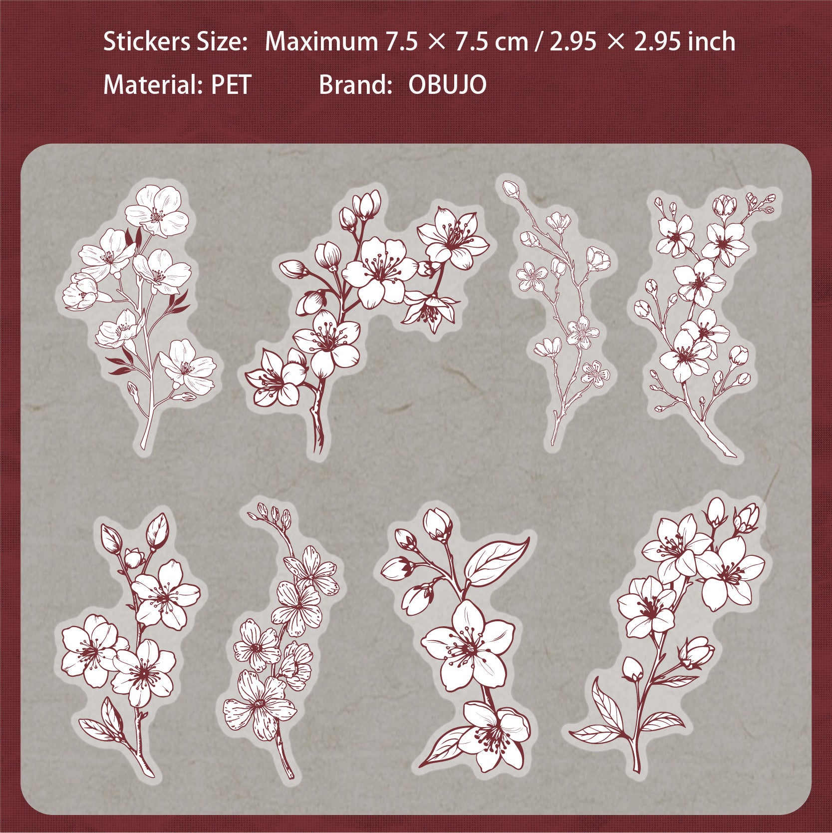 16 Pcs Vintage Flower PET Stickers HRXL