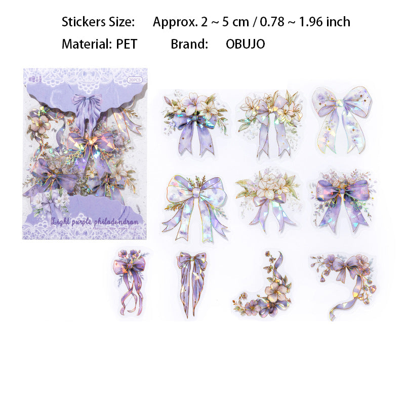 20 Pcs Floral Bow-knot PET Stickers HDJTJ