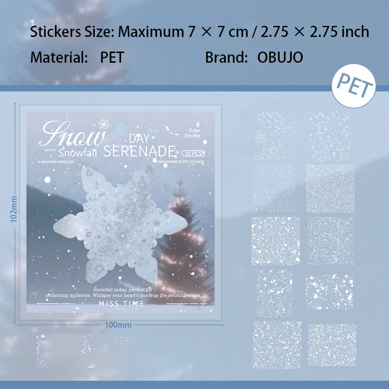 1 Roll Snow Themed PET Stikcers JRYX
