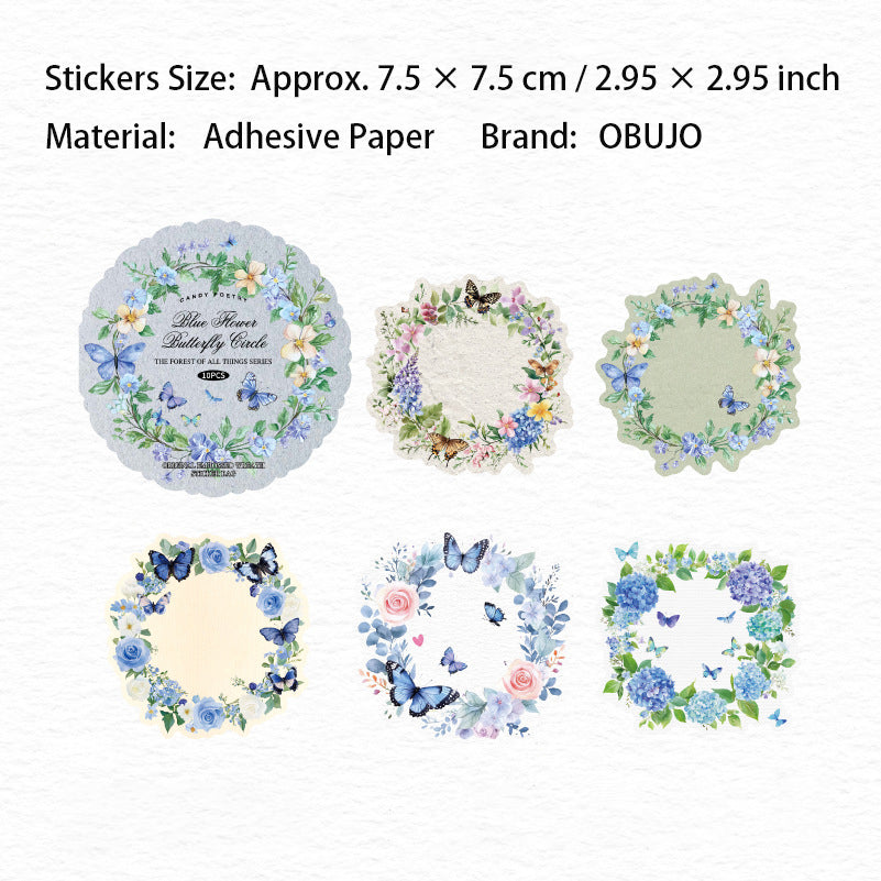 10 Pcs Wreath Themed Embossed Stickers WWZS