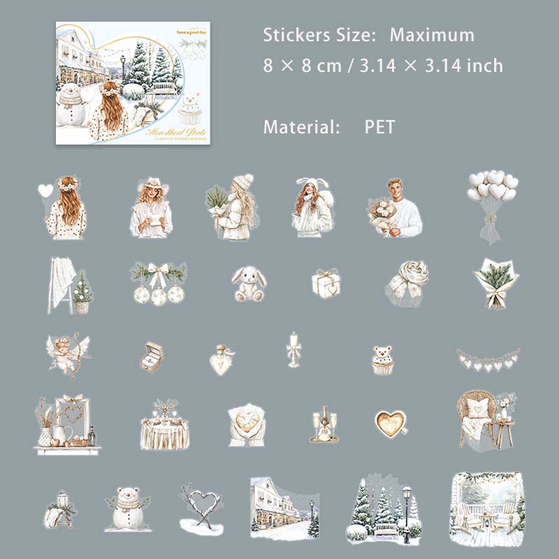 30 Pcs Lover Theme PET Stickers XDDYH