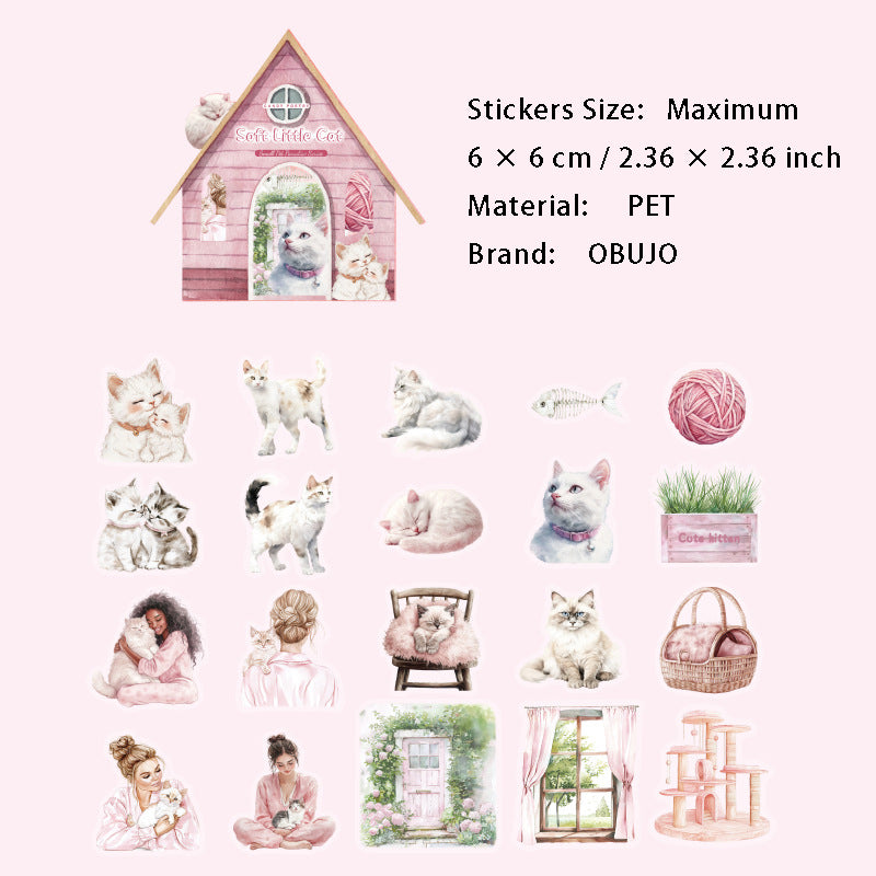 40 Pcs Cat Theme PET Stickers XCLY