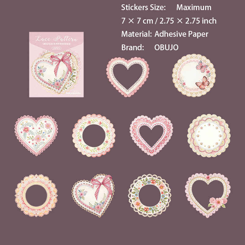 20 Pcs Lace Frame Stickers LSHB