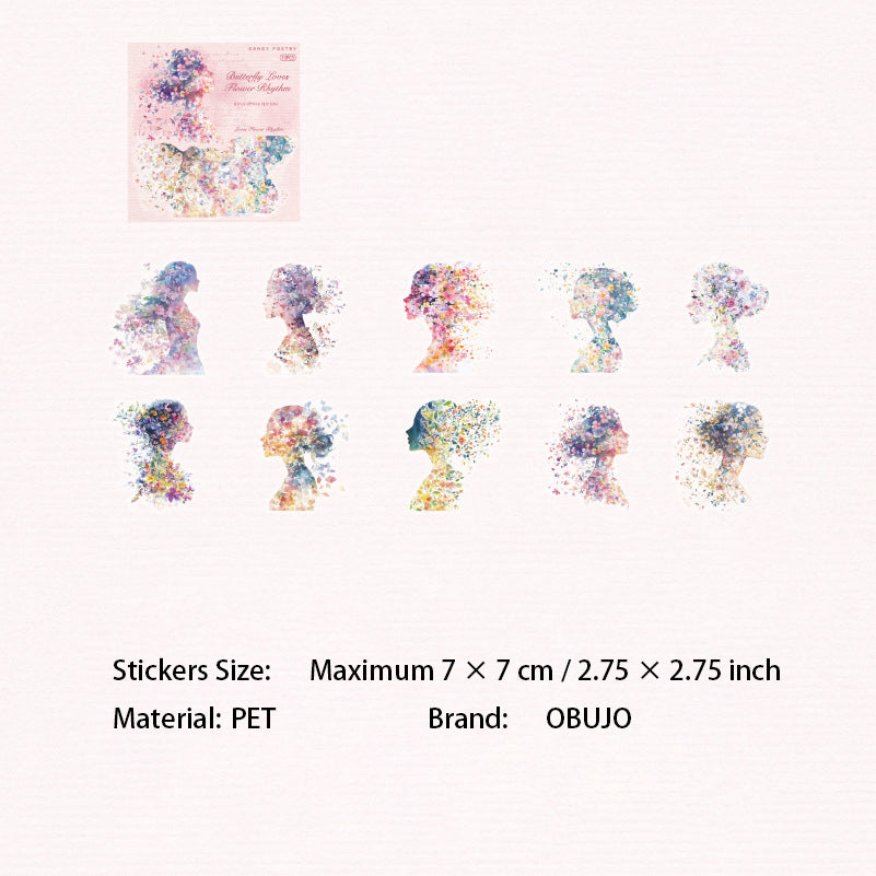 10 Pcs Floral World PET Stickers HHSJ