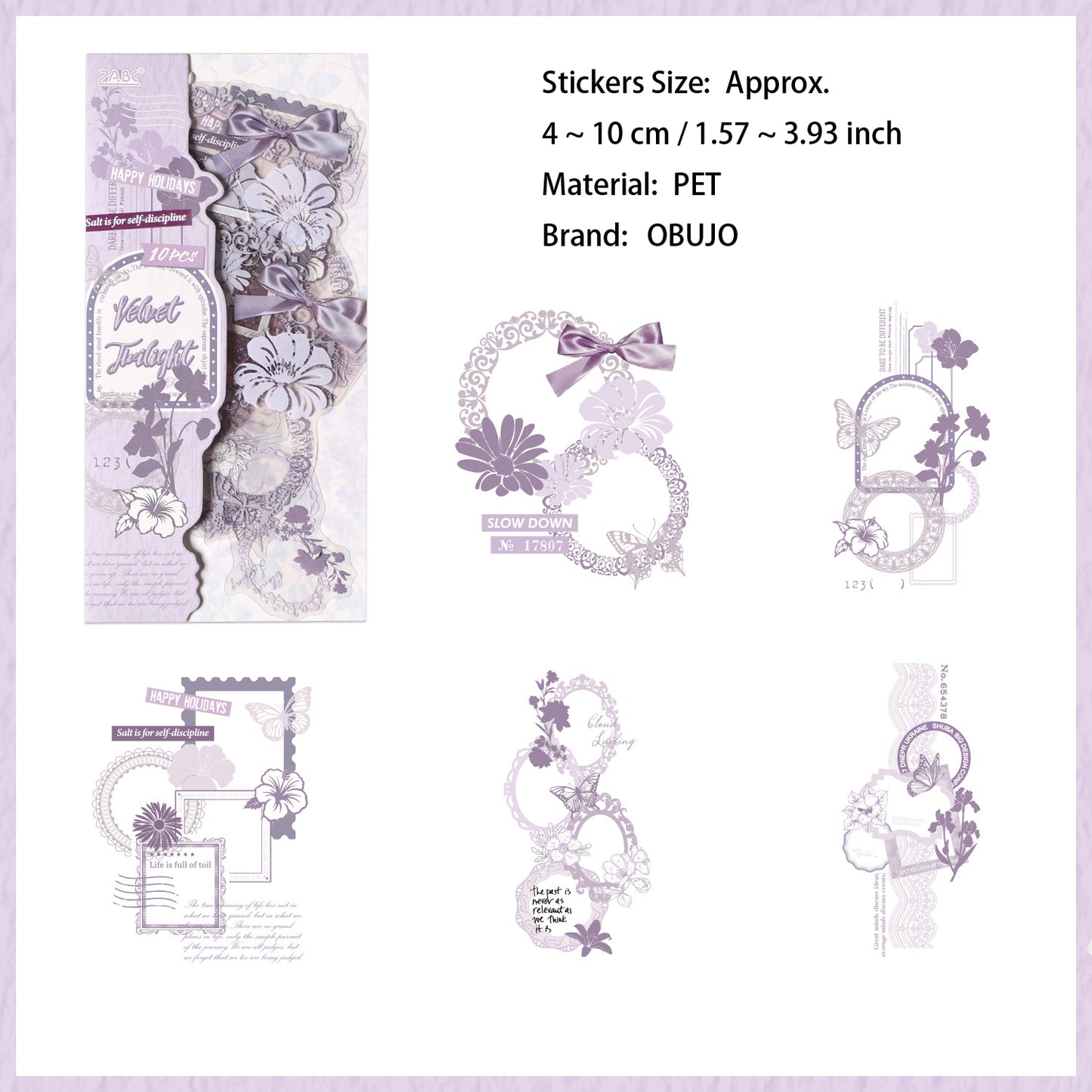 10 Pcs Lace Collage PET Stickers YSXJ