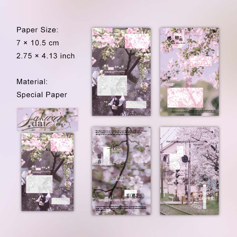 40 Pcs Sakura Theme Scrapbook Paper YHZY