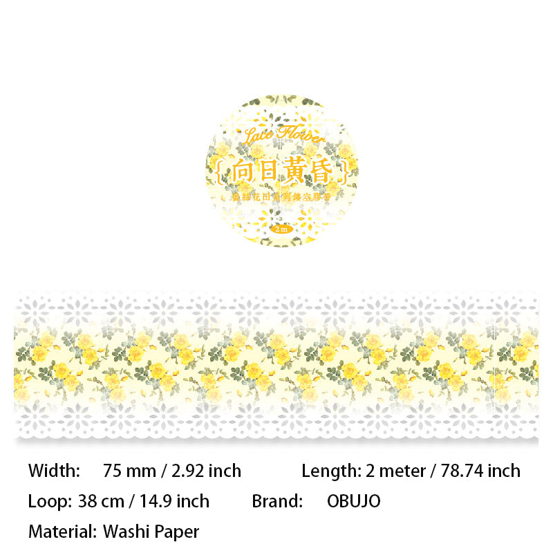 1 Roll Floral Cutout Lace Washi Tape LSHT