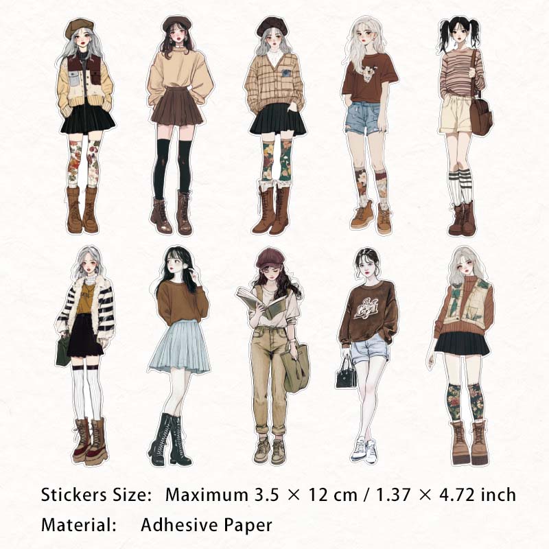 10 Pcs Fashion Girl Stickers SBXQ