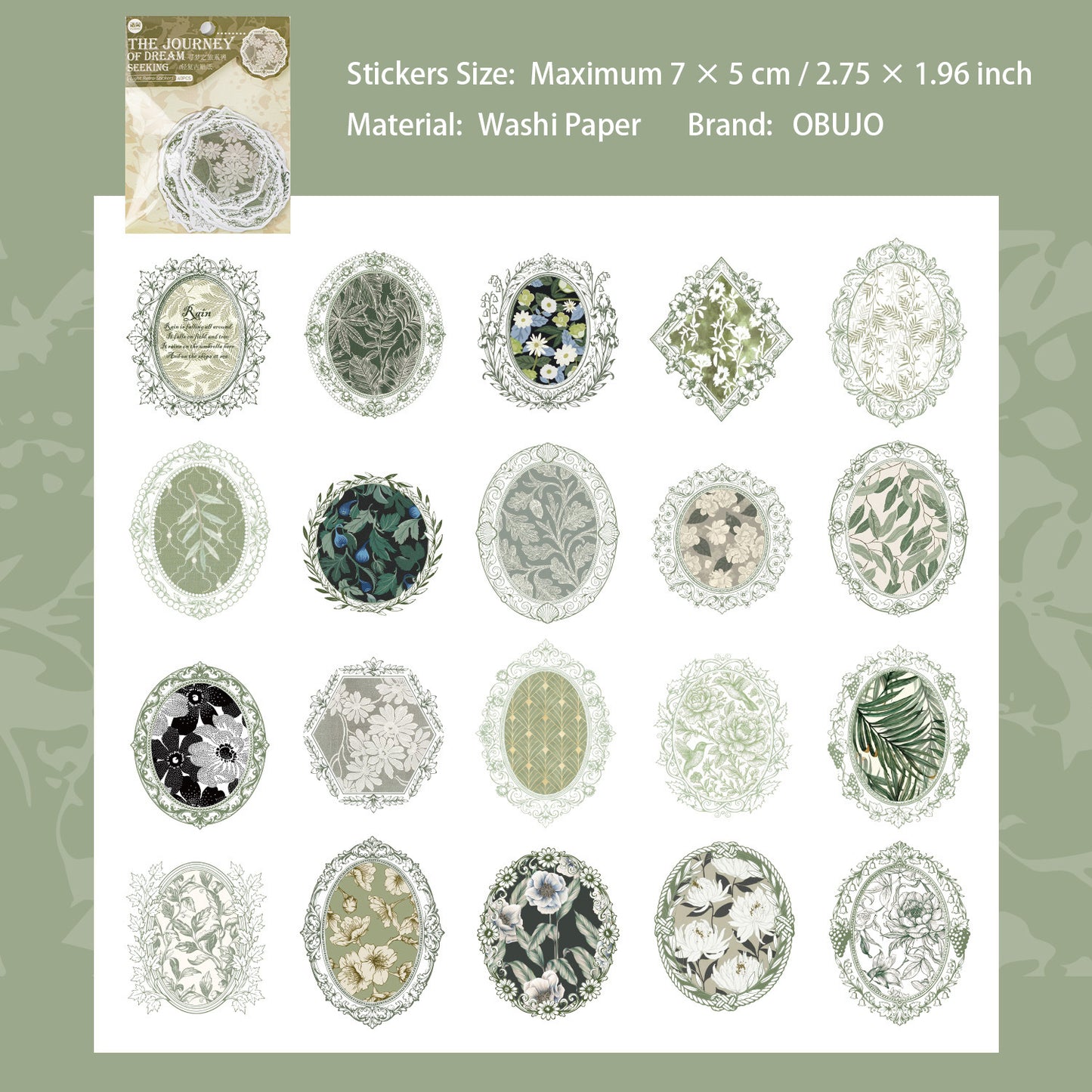 40 Pcs Vintage Floral Journal Stickers XMZL