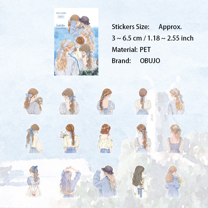 30Pcs Girl Turning Moment PET Stickers ZSSK