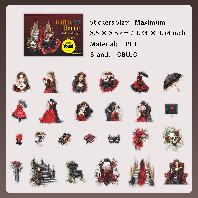 25 Pcs Gothic PET Stickers GTWH