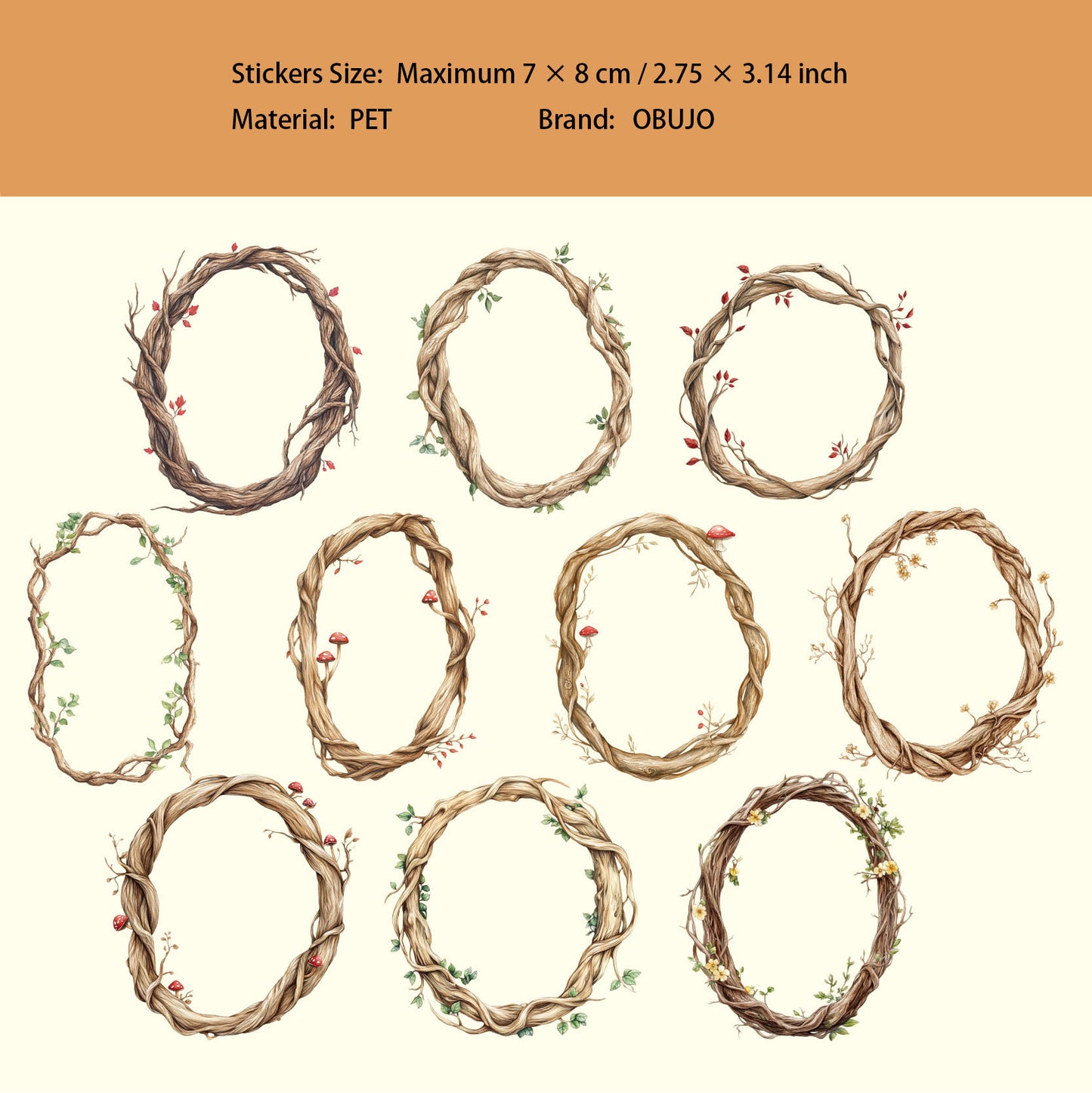 20 Pcs Tree Vine Frame Stickers ZYXL