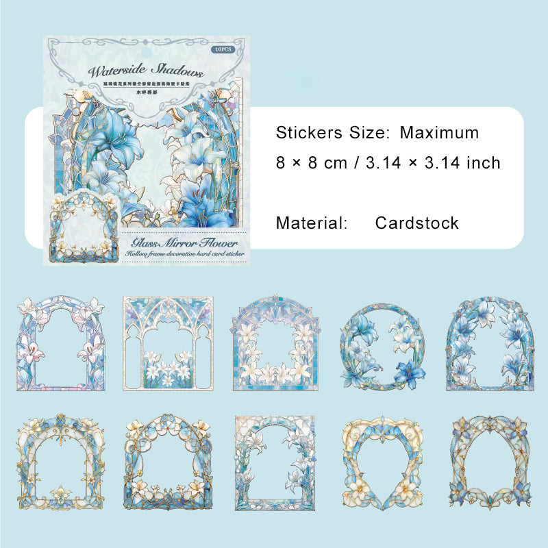 10 Pcs Floral Frame Cardstock Stickers LLJH