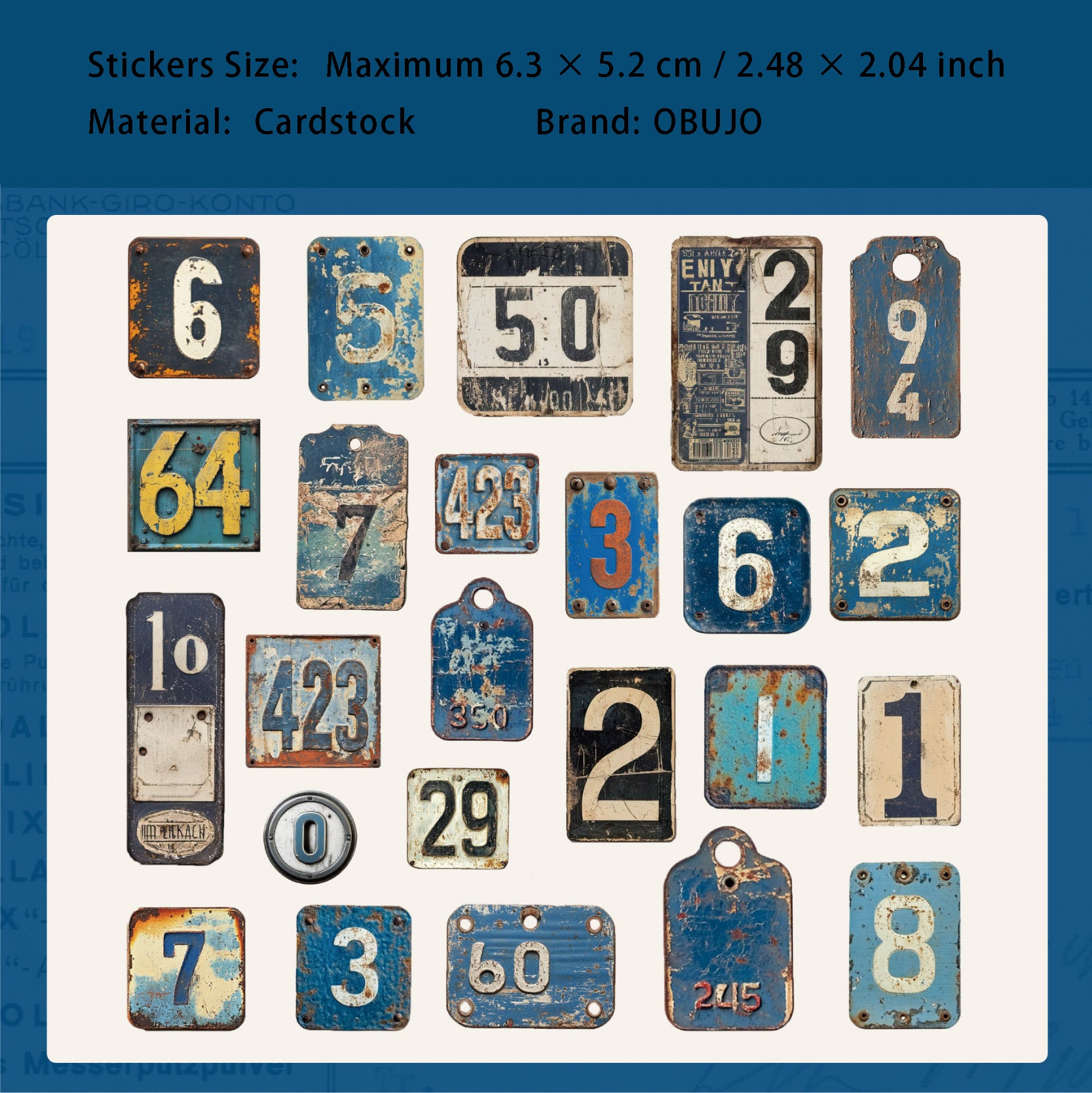 24 Pcs Vintage Number Lable Stickers SFXL