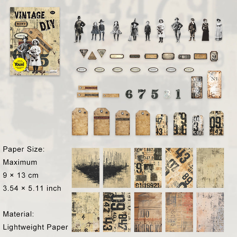 55 Pcs Vintage Cardstock and Paper Kit FGSZ
