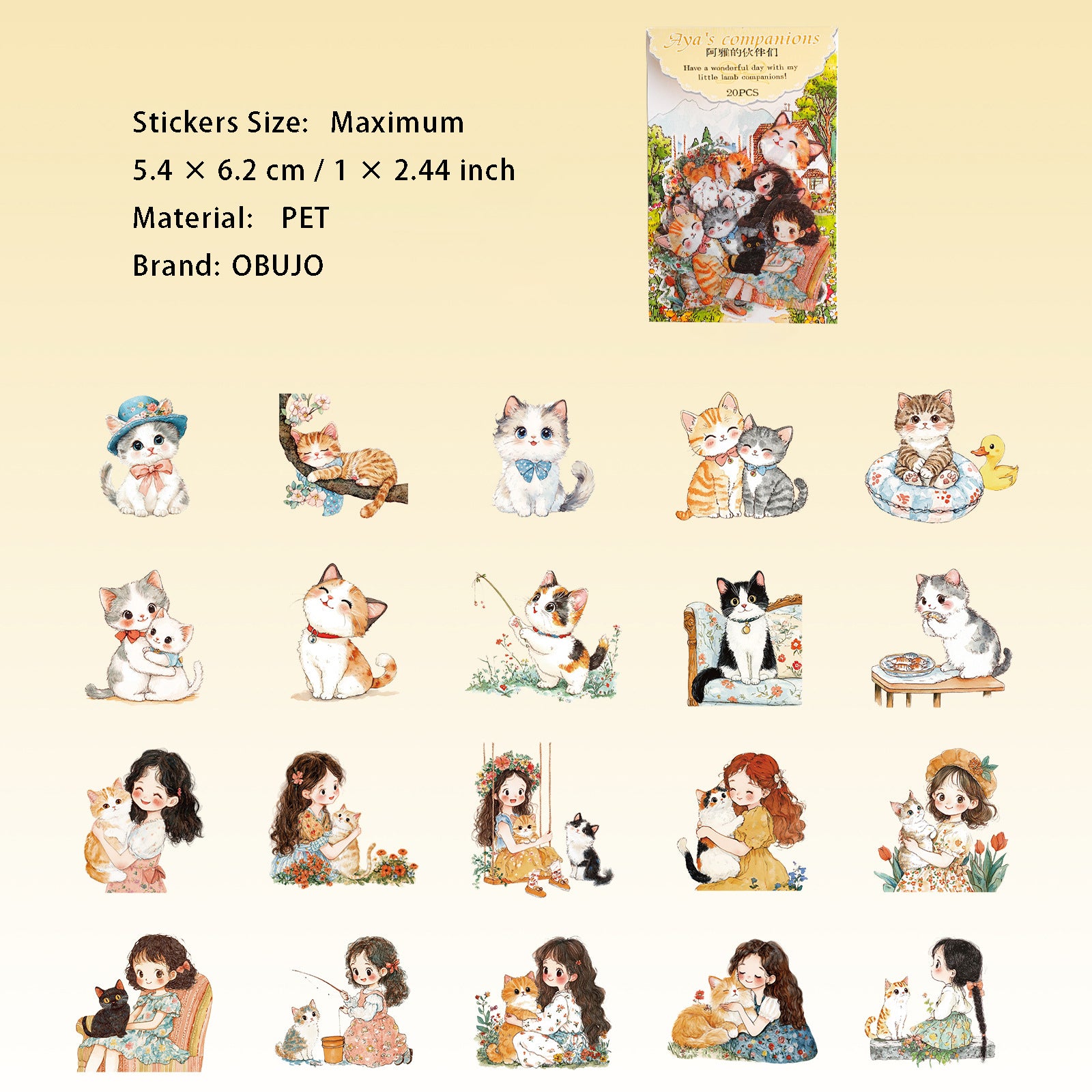 30 Pcs Pet Girl PET Stickers AYJHBM
