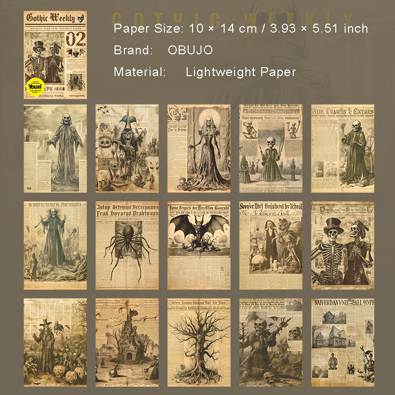 30 Pcs Gothic Vintage Newspaper Journal Paper GTZK