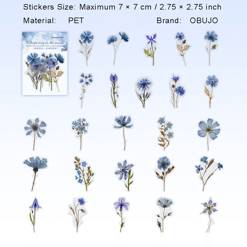 50 Pcs Pressed Flower PET Stickers LJDY