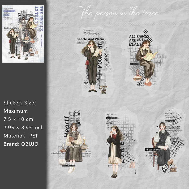 20 Pcs School Girl Collage PET Stickers JZR