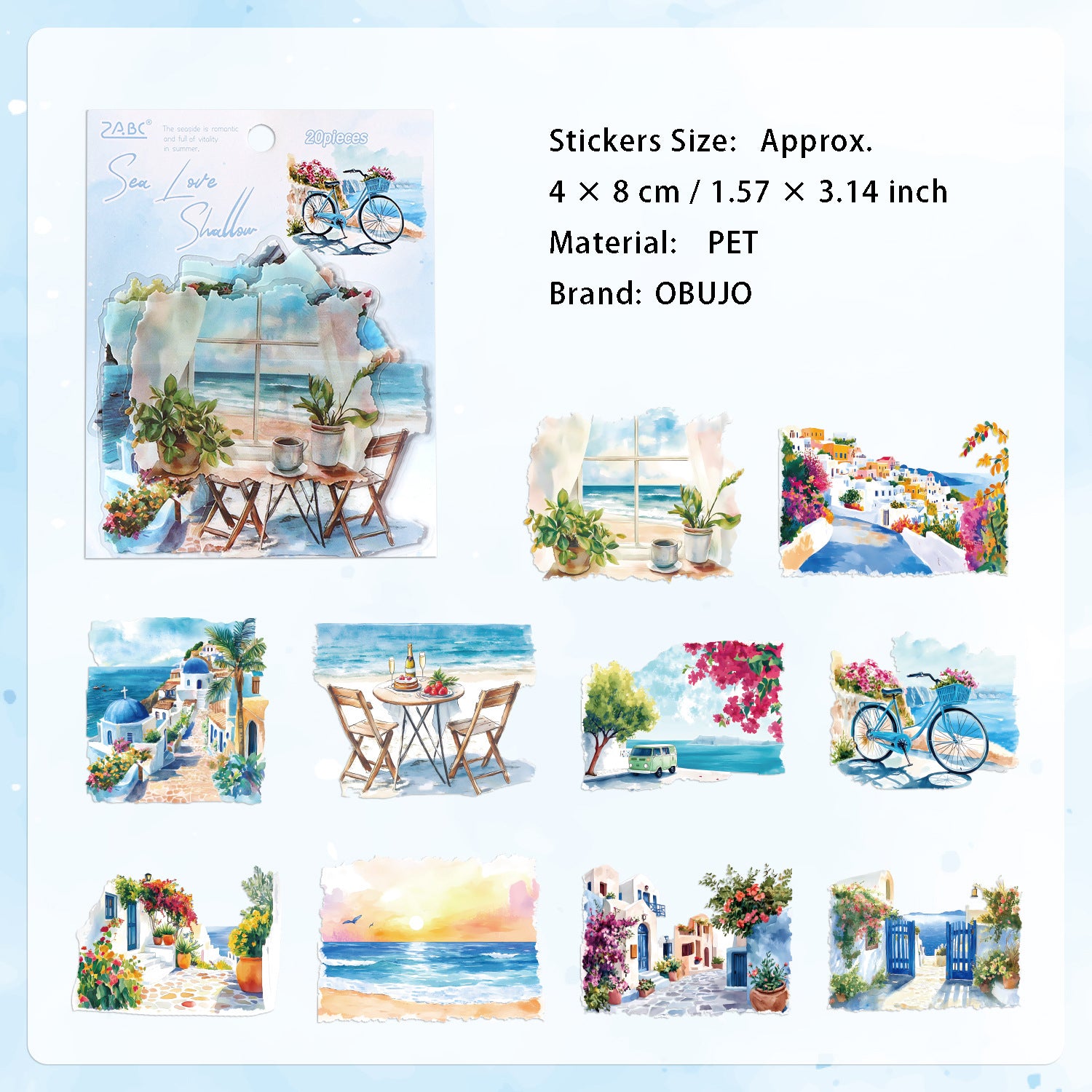 20 Pcs Travel Landscape PET Stickers SJXG