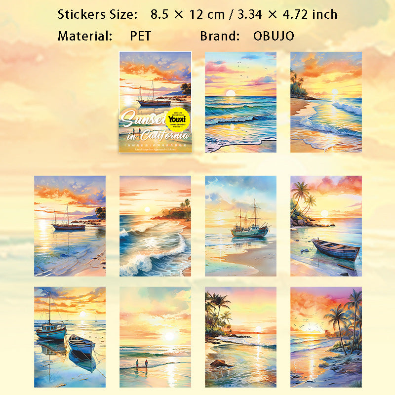 10 Pcs Sunset PET Stickers KZDRL