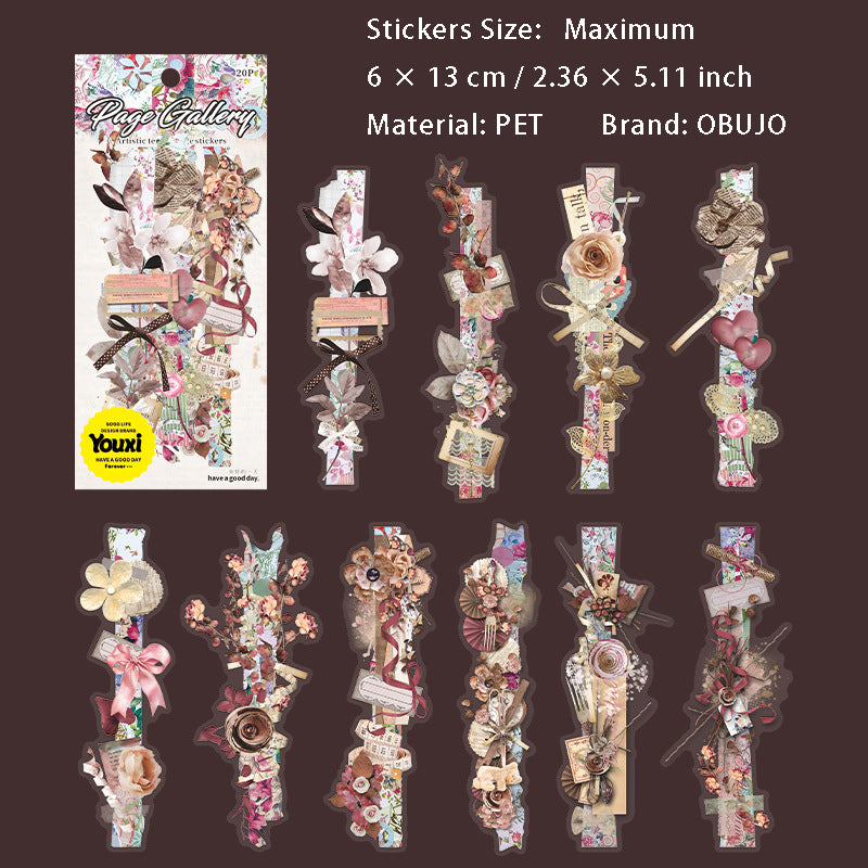 20 Pcs Vintage Collage PET Stickers SYCL