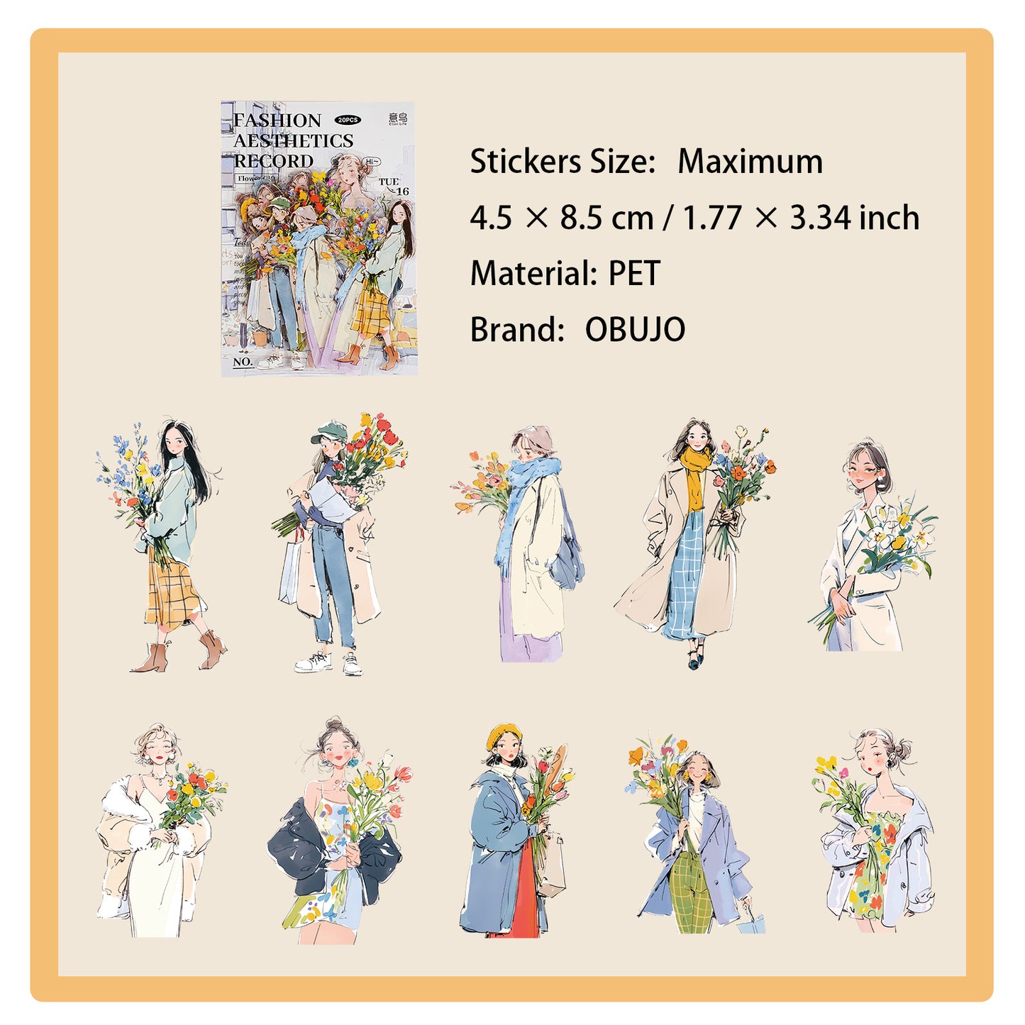 20 Pcs Urban Girl Boy PET Stickers CDMXL