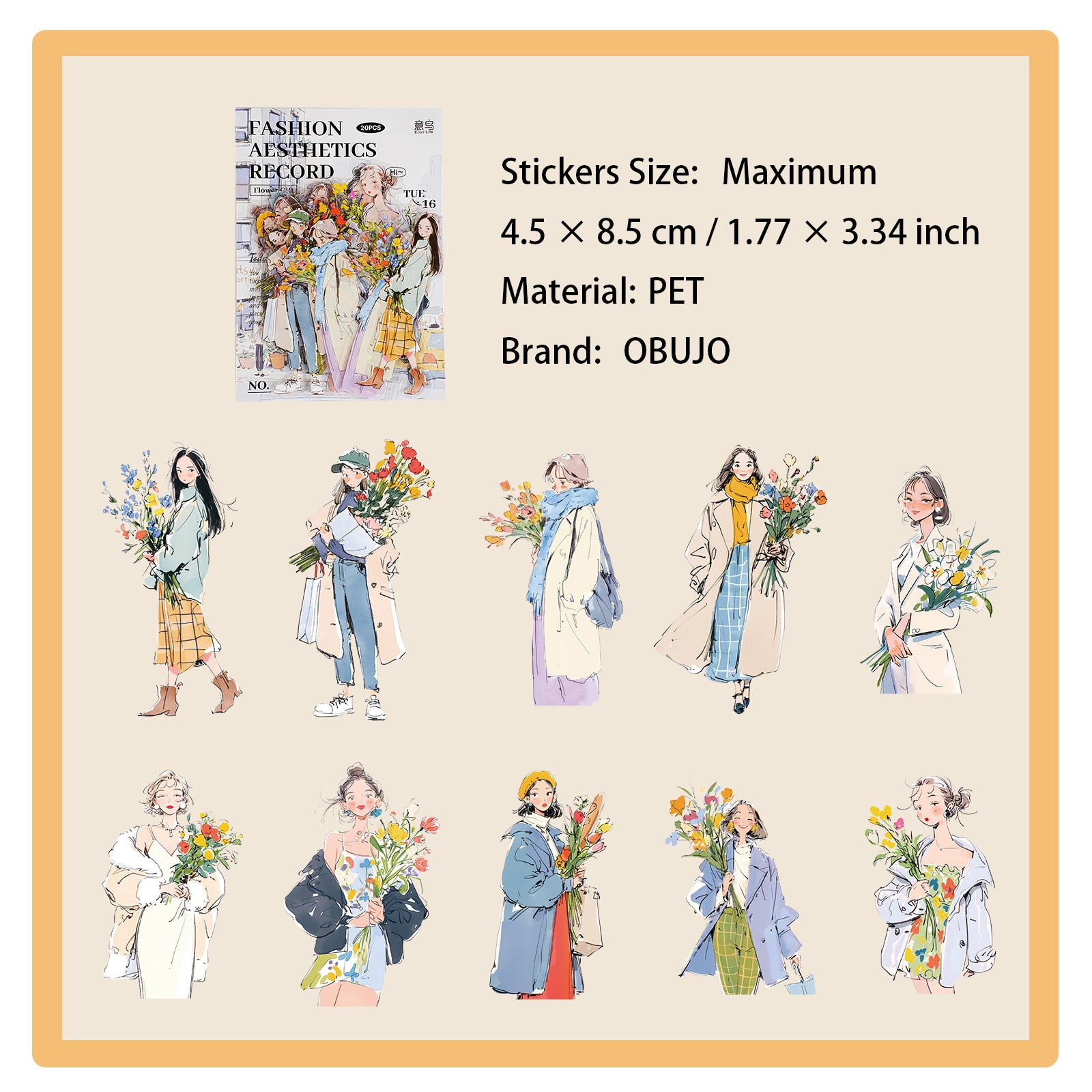 20 Pcs Urban Girl Boy PET Stickers CDMXL