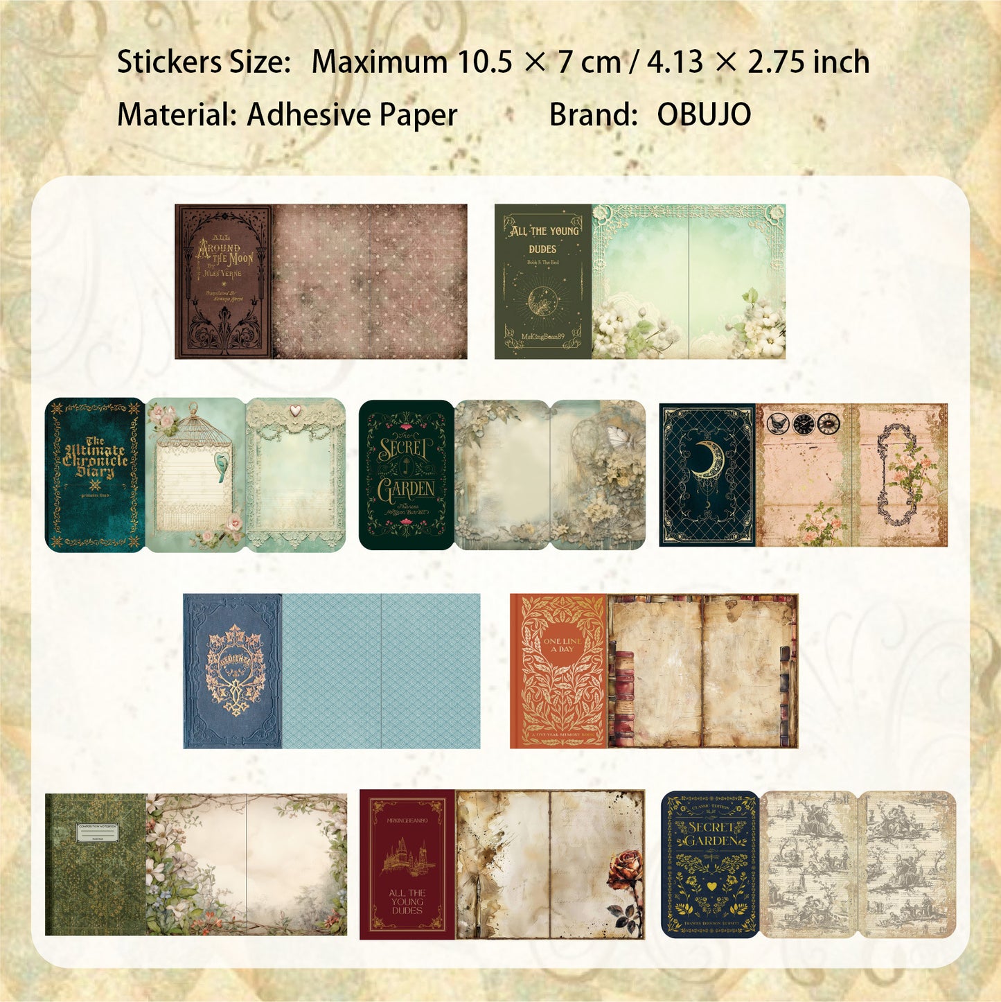 20 Pcs Creative Vitnage Book Themed Stickers SJXYJ