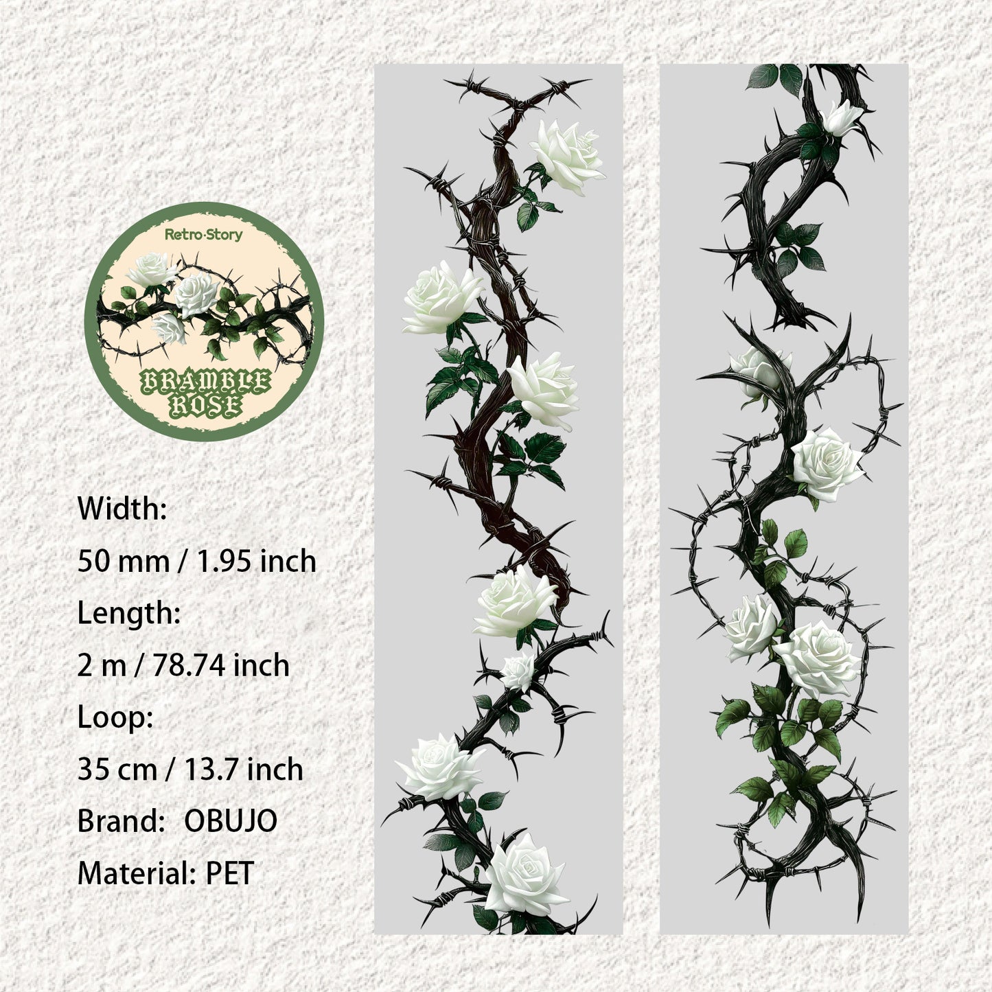 1 Roll Gothic Rose PET Tape JJMG