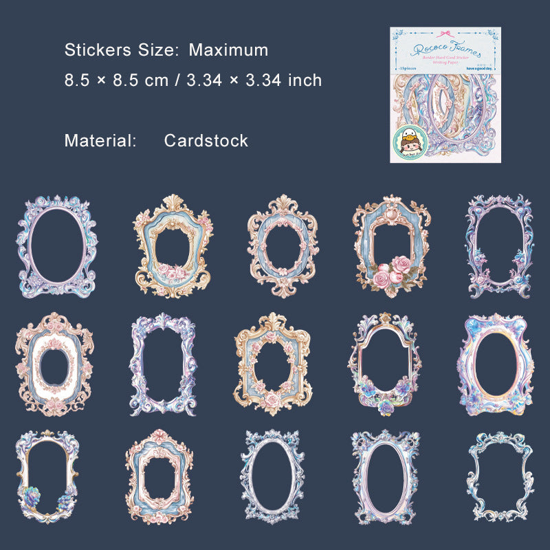 15 Pcs Vintage Floral Frame Stickers LKKJK