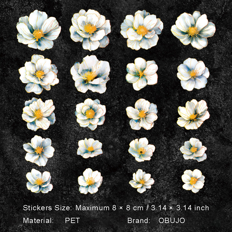 20 Pcs Gold Foil Flower PET Stickers GXHH