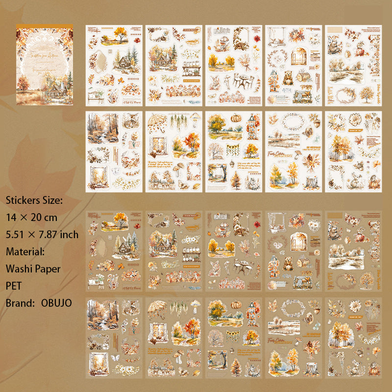 20 Sheets Autumn Theme Stickers Book QTQJ