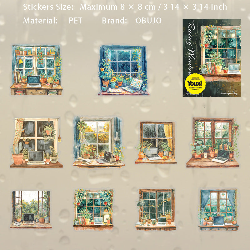 10 Pcs Windows Landscape PET Stickers CBTY