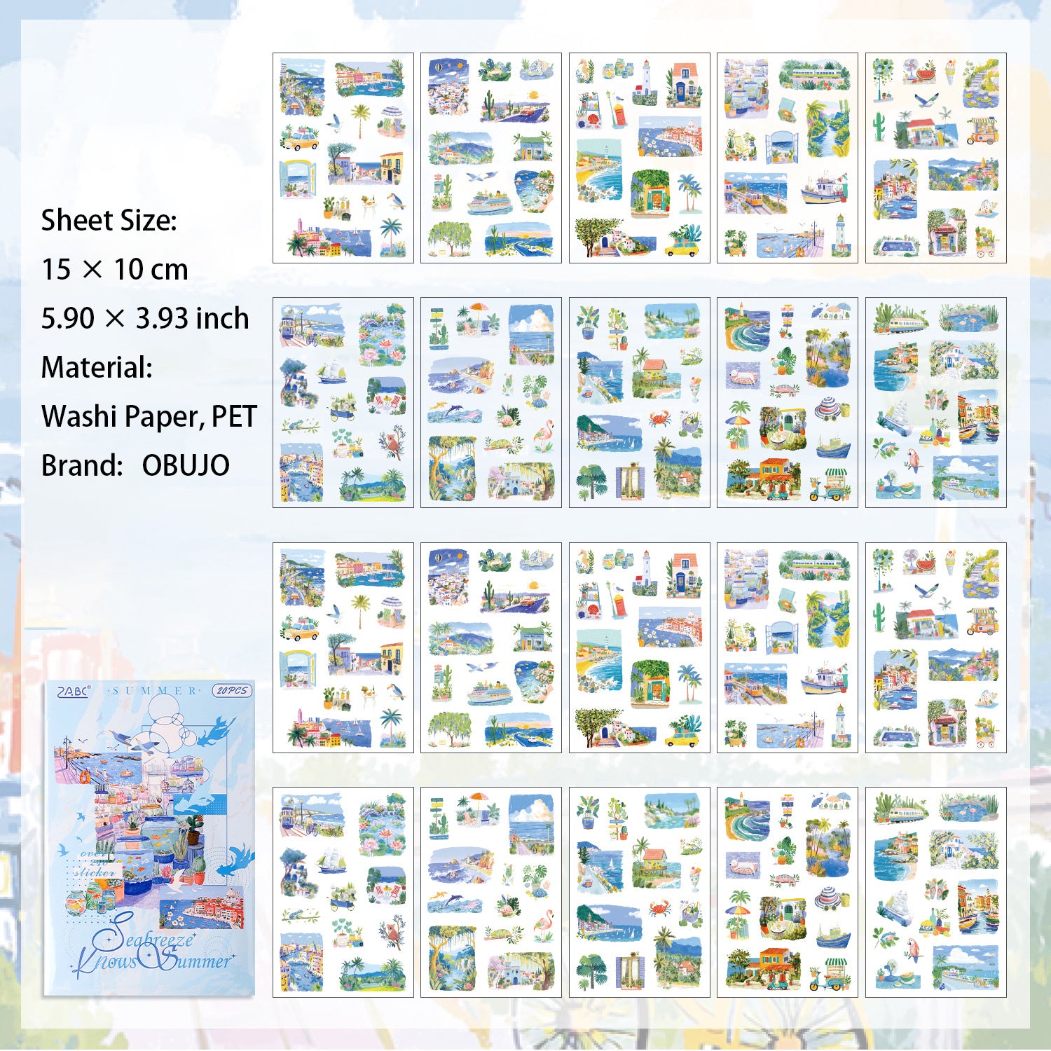 20 Sheets Seasonal Landscape Stickers Book FGSJ