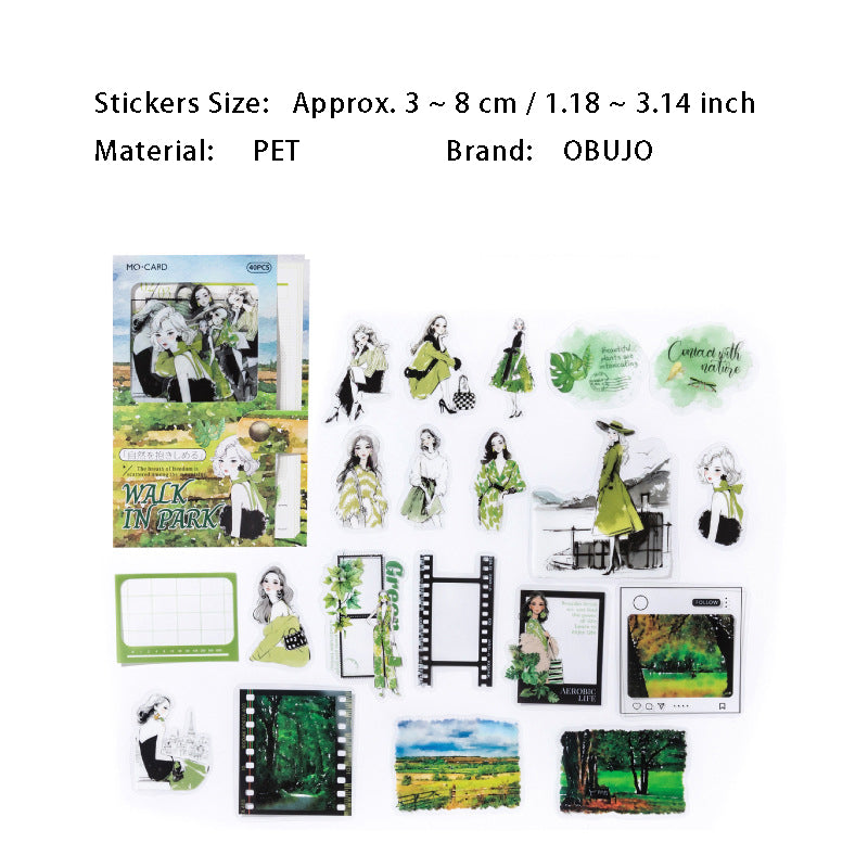 40 Pcs Romance Girl PET Stickers XHLM