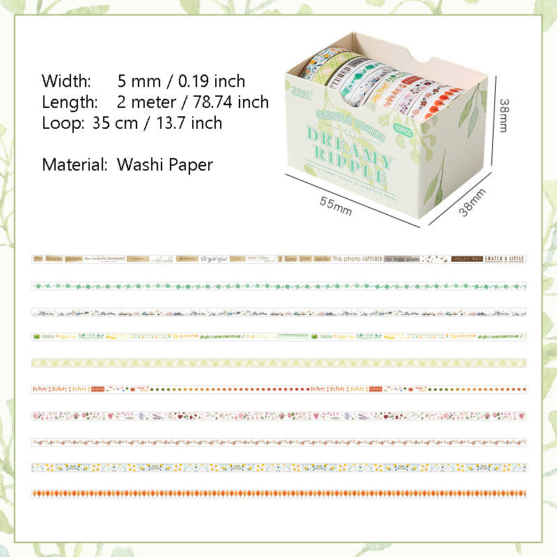 10 Rolls Narrow Washi Tape for Planner Diary WRSD