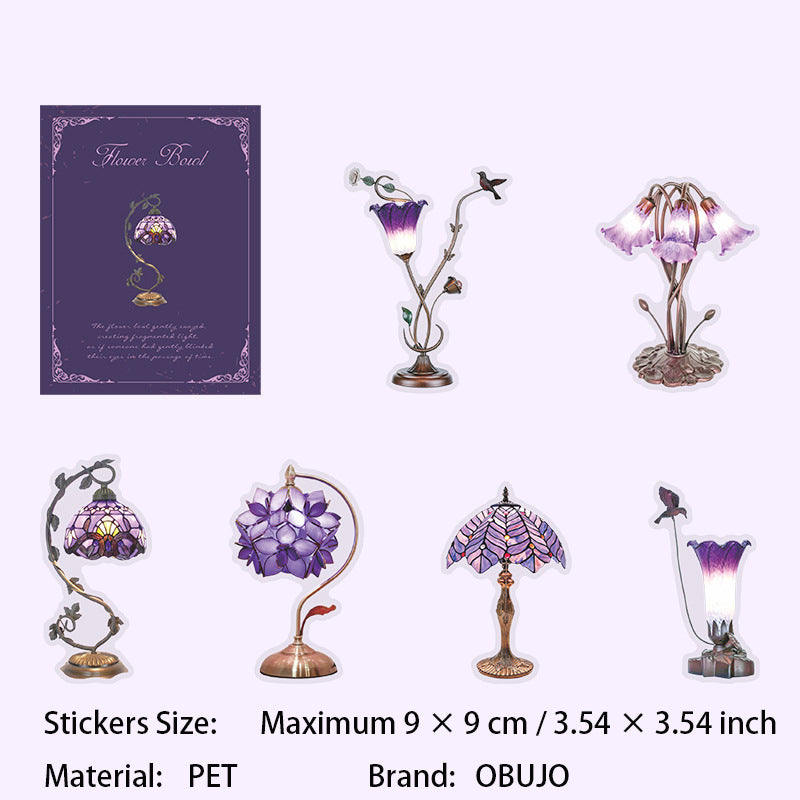 12 Pcs Flower Lamp PET Stickers HZXL