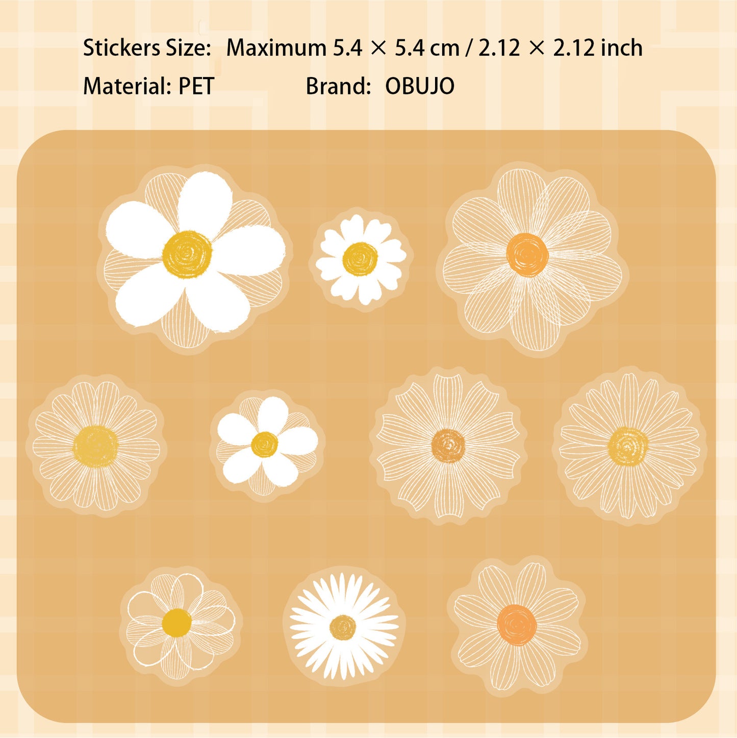 20 Pcs Flower PET Stickers RCXL