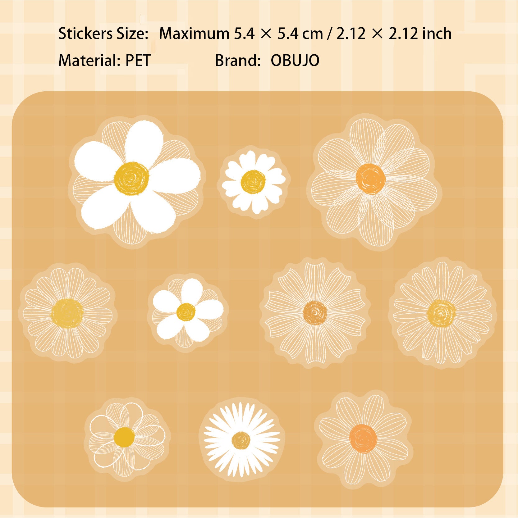 20 Pcs Flower PET Stickers RCXL