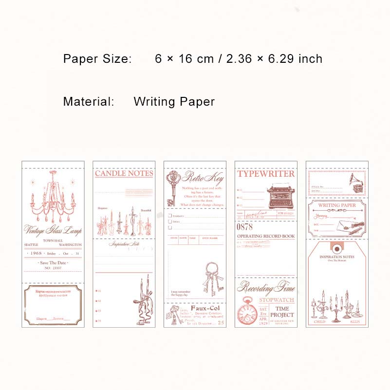 50 Pcs Vintage Ticket Scrapbook Paper LMSH