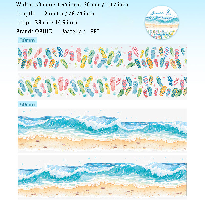 2 Rolls Summer Beach PET Tapes Set SXHB