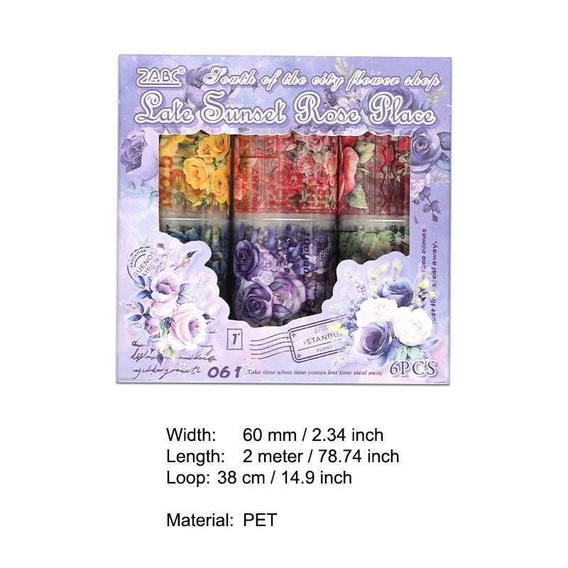 6 Rolls Flower Theme PET Tapes Set CNHD