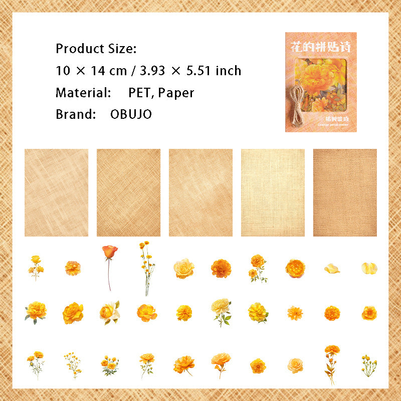 70 Pcs Floral Paper and Stickers Kit HDPTS