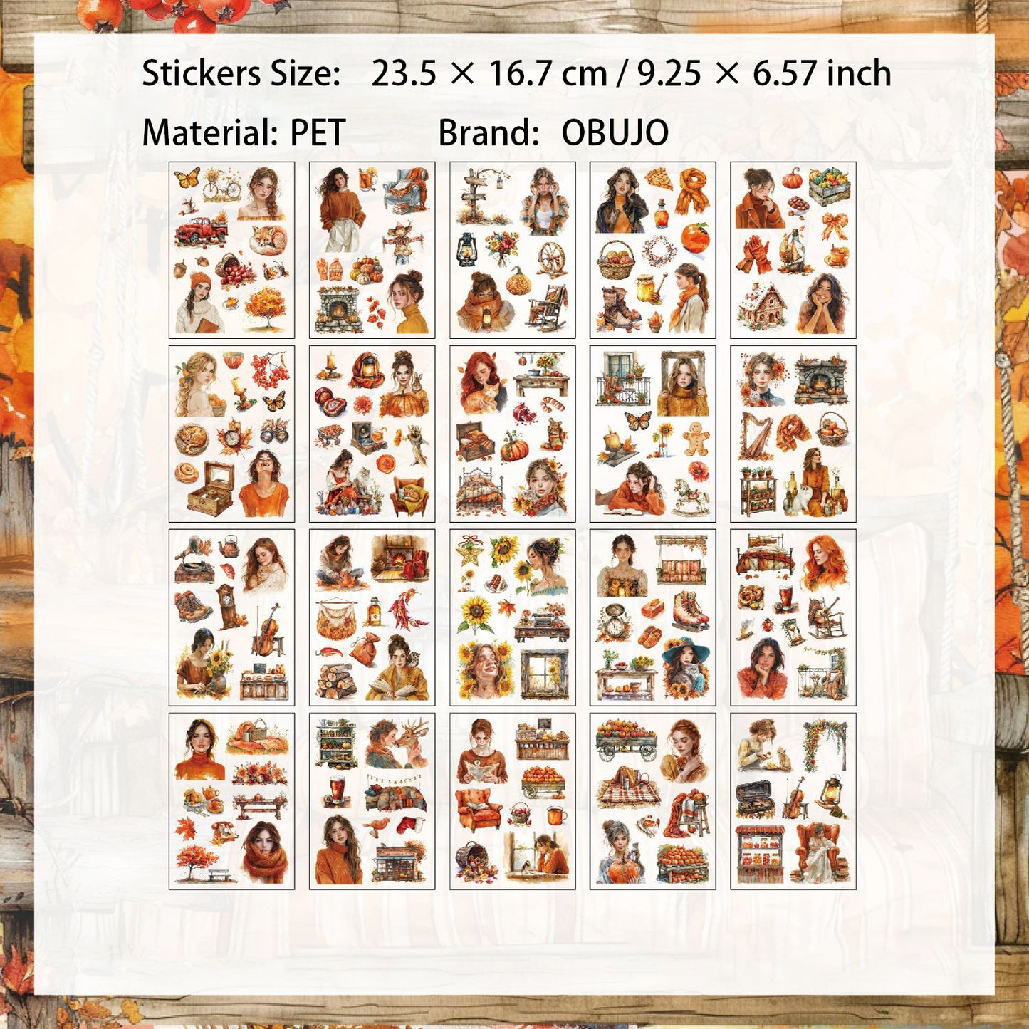 20 Sheets Seasonal Girl PET Stickers Book SJXS