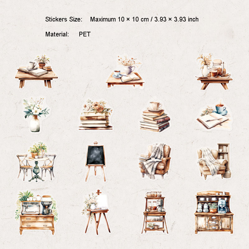 30 Pcs Coffee Themed PET Stickers MBKFW