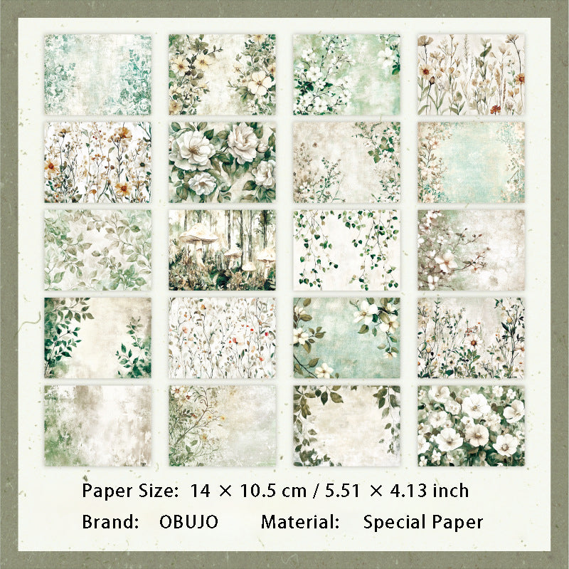 20 Sheets Floral Scrapbook Paper FGHJ