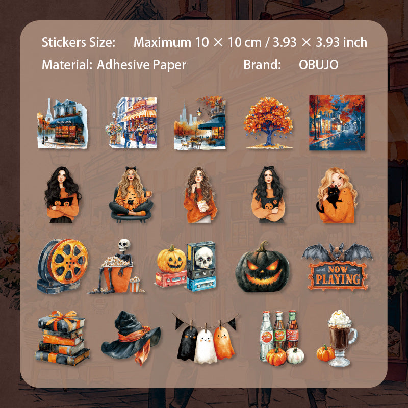 20 Pcs Hallowoon Theme PET Stickers JXWSY