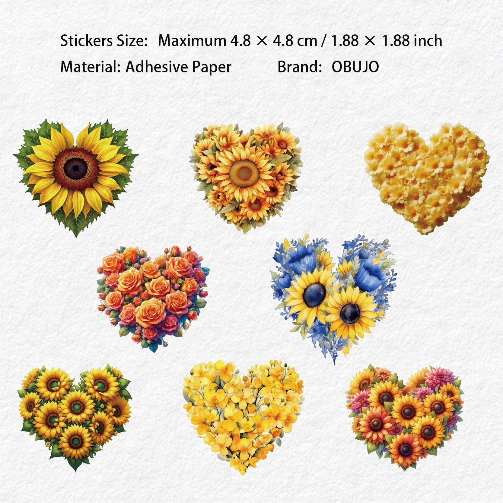 16 Pcs Flower Heart Shape Stickers XHXL
